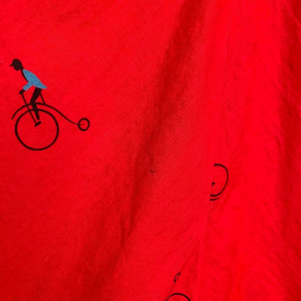 Vintage Handmade Red bicycle ruffled hem full cotton midi skirt, XS - Picture 5 of 8